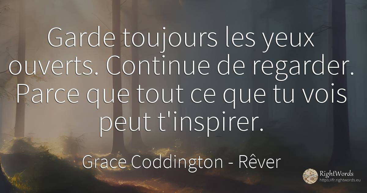 Garde toujours les yeux ouverts. Continue de regarder.... - Grace Coddington, citation sur rêver