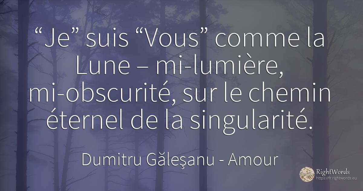 “Je” suis “Vous” comme la Lune – mi-lumière, ... - Dumitru Găleşanu, citation sur amour