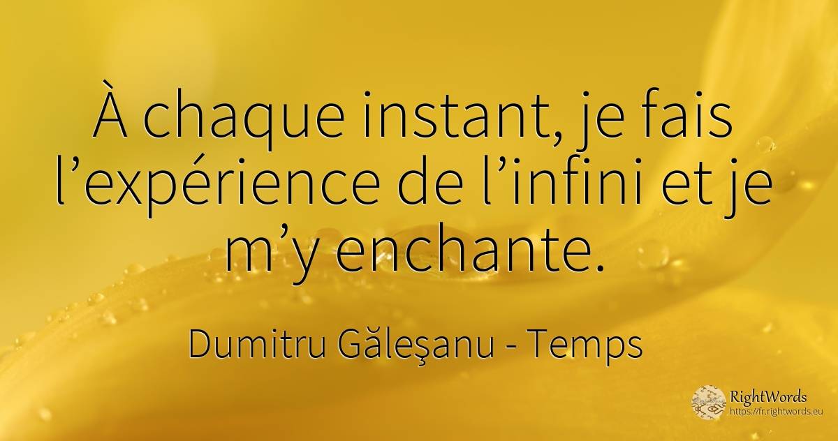 À chaque instant, je vis l'immensité et je m'y absorbe. - Dumitru Găleşanu, citation sur temps