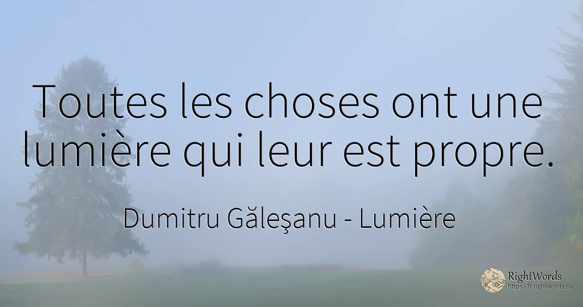 Toutes les choses ont leur propre lumière. - Dumitru Găleşanu, citation sur lumière