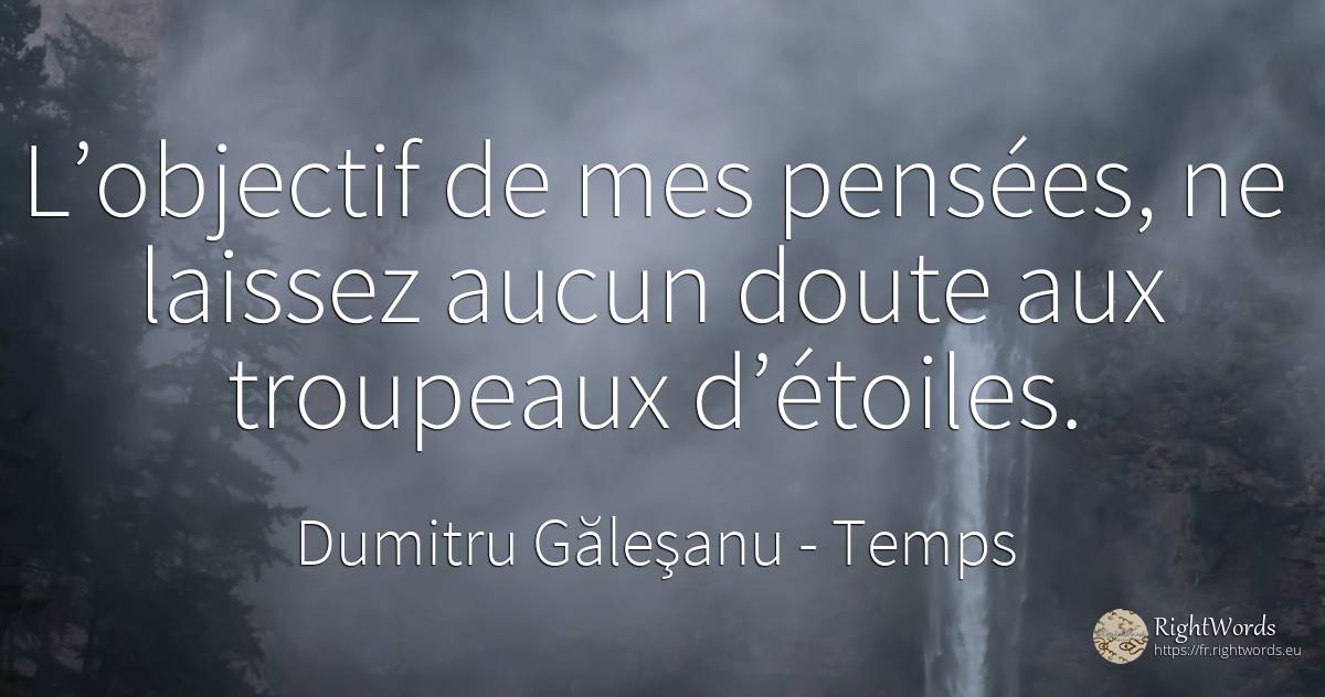 L’objectif de mes pensées, ne laissez aucun doute aux... - Dumitru Găleşanu, citation sur temps