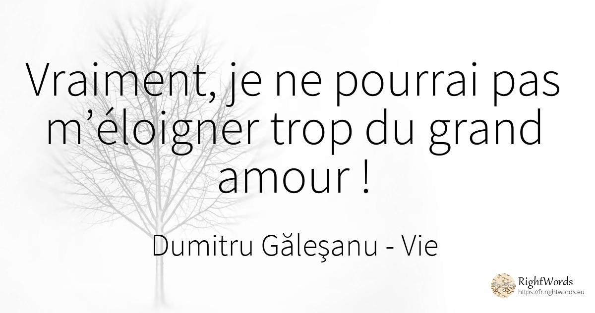 Vraiment, je ne pourrai pas m’éloigner trop du grand amour ! - Dumitru Găleşanu, citation sur vie