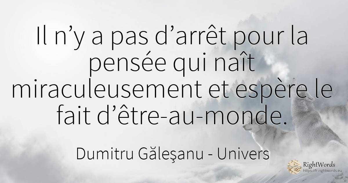 Il n’y a pas d’arrêt pour la pensée qui naît... - Dumitru Găleşanu, citation sur univers