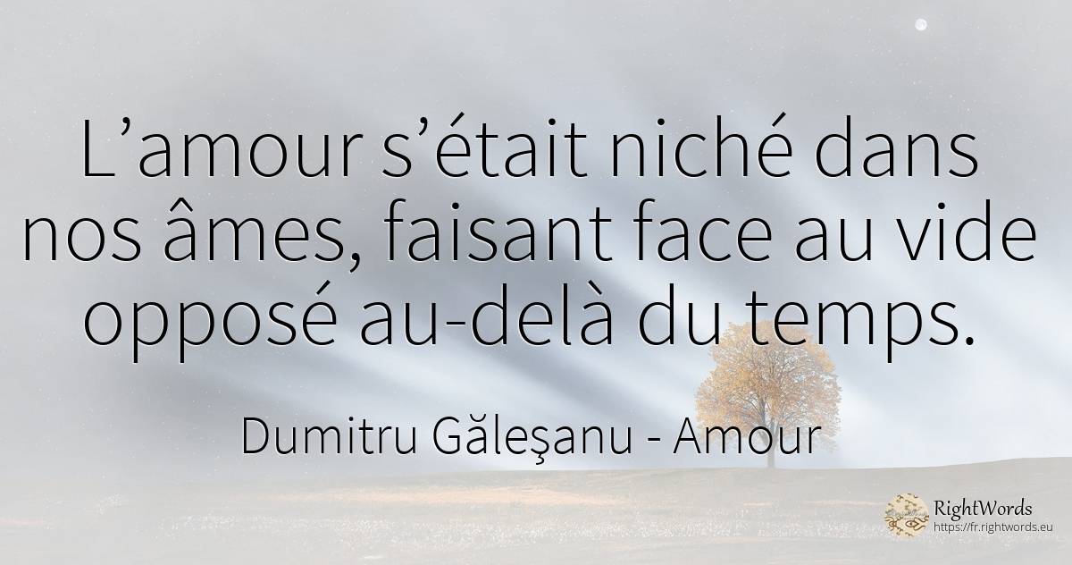 L’amour s’était niché dans nos âmes - Dumitru Găleşanu, citation sur amour