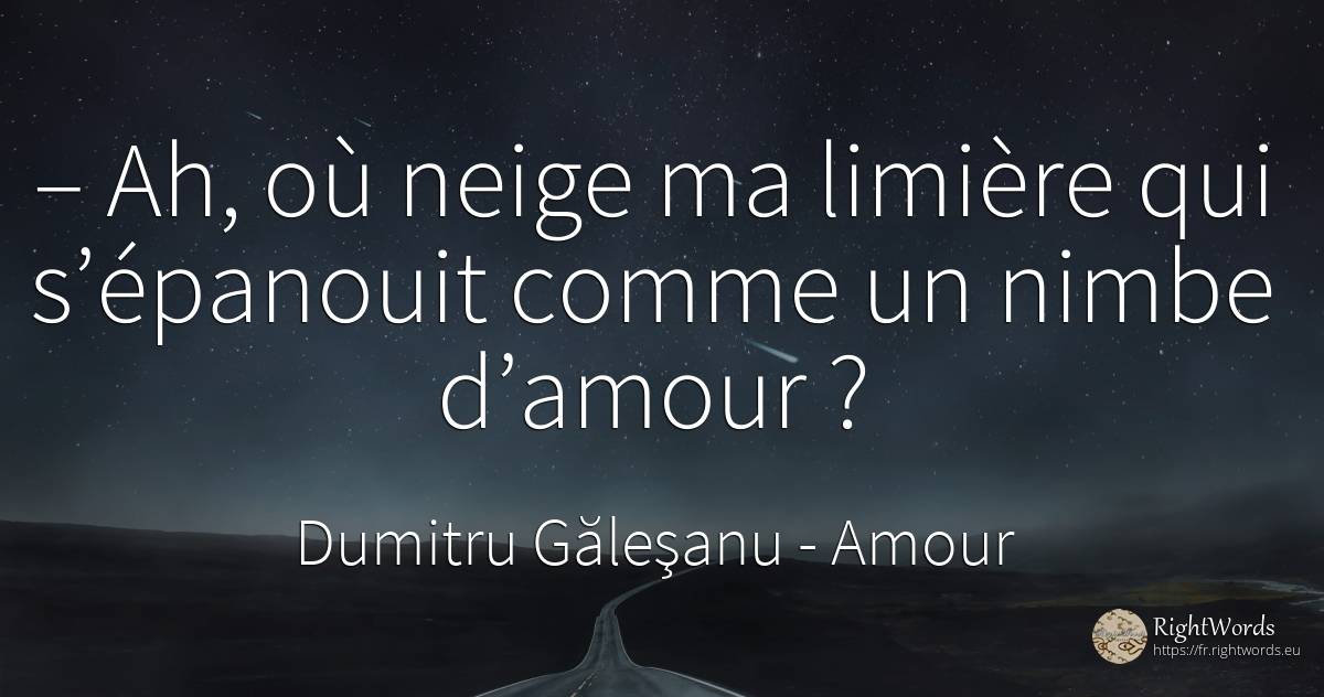 – Ah, où neige ma limière qui s’épanouit comme un nimbe... - Dumitru Găleşanu, citation sur amour