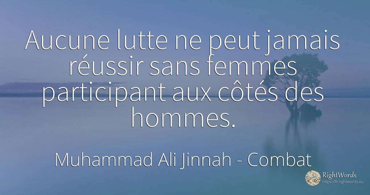 Aucune lutte ne peut jamais réussir sans femmes... - Muhammad Ali Jinnah, citation sur combat, des ordinateurs