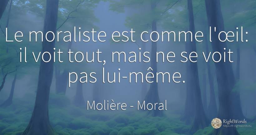 Le moraliste est comme l'œil: il voit tout, mais ne se... - Molière, citation sur moral