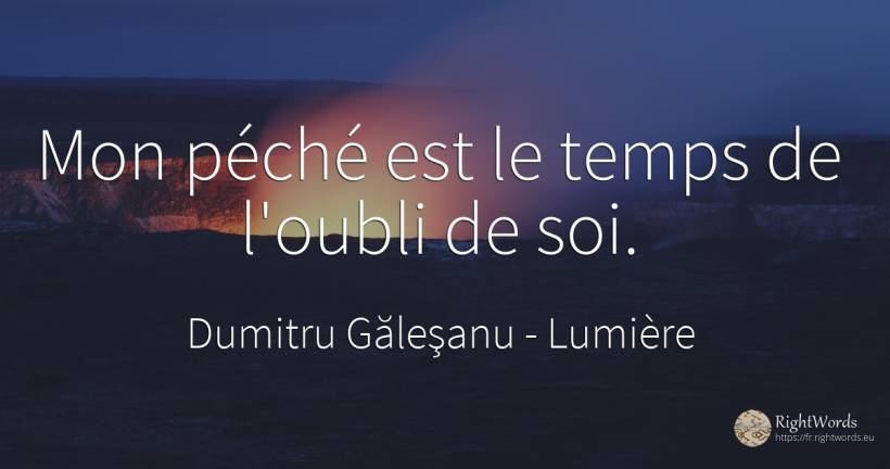 Mon péché est le temps de l'oubli de soi. - Dumitru Găleşanu, citation sur lumière