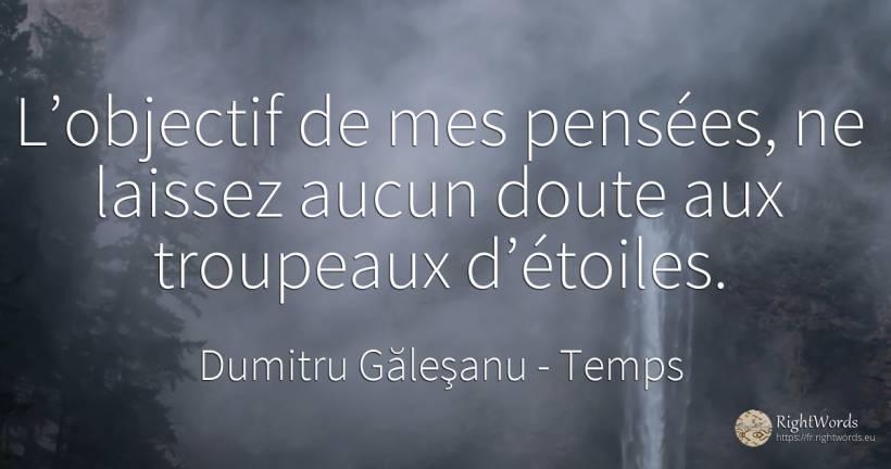 La lentille de mes pensées ne laisse aucun doute aux... - Dumitru Găleşanu, citation sur temps