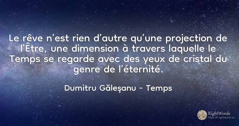 Le rêve n’est rien d’autre qu’une projection de l’Être, ... - Dumitru Găleşanu, citation sur temps