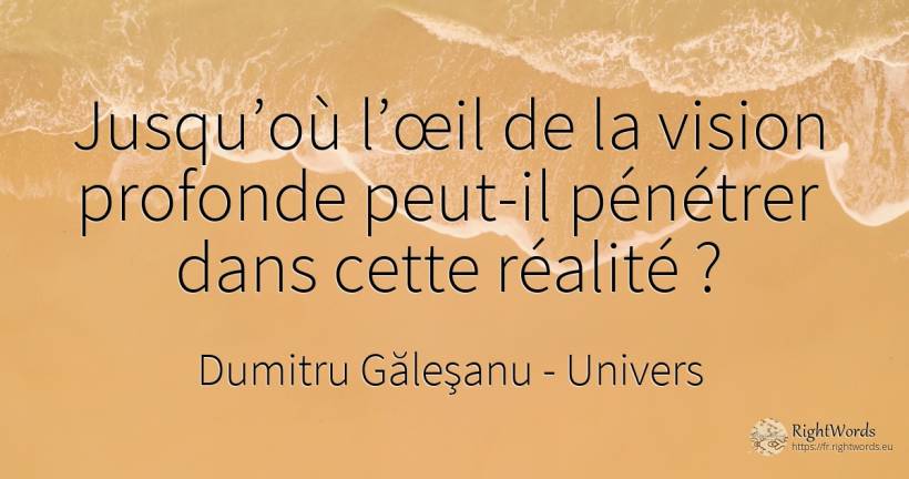 Jusqu’à quelle profondeur l’œil visuel peut-il pénétrer... - Dumitru Găleşanu, citation sur univers