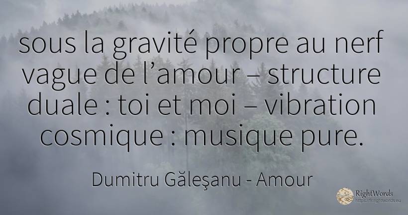 (…) Sous la gravité spécifique du nerf vague de l’amour –... - Dumitru Găleşanu, citation sur amour