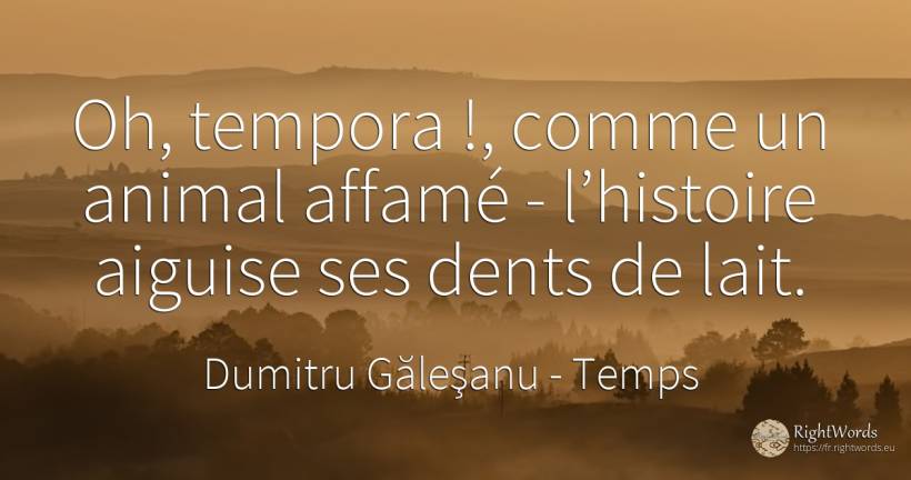 Oh, tempora !, comme un animal affamé - l’histoire... - Dumitru Găleşanu, citation sur temps