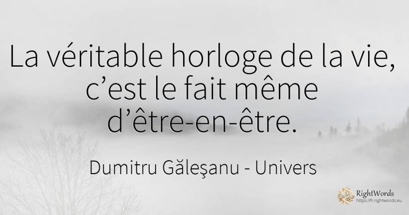 La véritable horloge de la vie, c’est le fait même... - Dumitru Găleşanu, citation sur univers