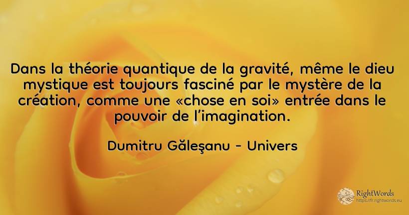 Dans la théorie quantique de la gravité, même le dieu... - Dumitru Găleşanu, citation sur univers