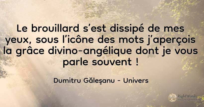 Le brouillard s’est dissipé de mes yeux, sous l’icône des... - Dumitru Găleşanu, citation sur univers