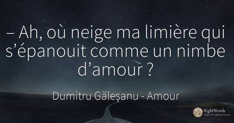 – Ah, où neige ma limière qui s’épanouit comme un nimbe... - Dumitru Găleşanu, citation sur amour