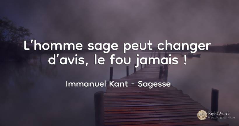 L’homme sage peut changer d’avis, le fou jamais ! - Immanuel Kant, citation sur sagesse