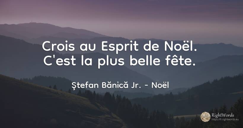 Crois au Esprit de Noël. C'est la plus belle fête. - Ştefan Bănică Jr., citation sur noël