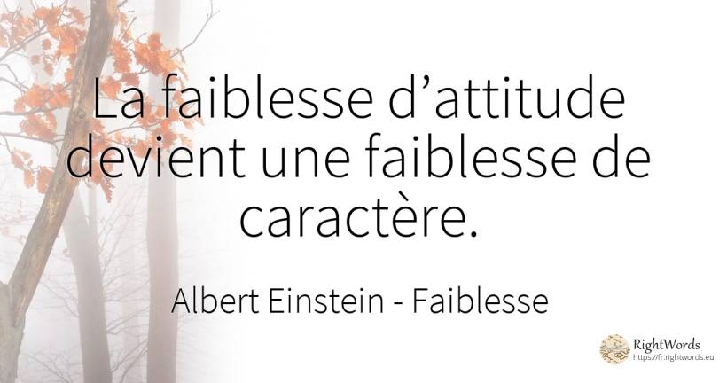 La faiblesse d’attitude devient une faiblesse de caractère. - Albert Einstein, citation sur faiblesse