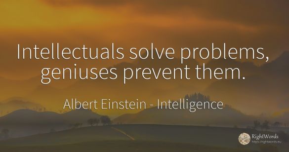Intellectuals solve problems, geniuses prevent them.