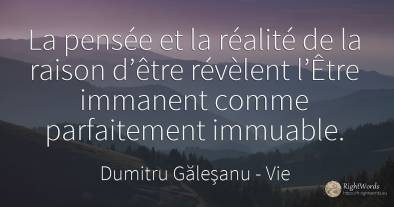 La pensée et la réalité de la raison d'« être » révèlent...