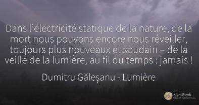 Dans l’électricité statique de la nature, de la mort nous...